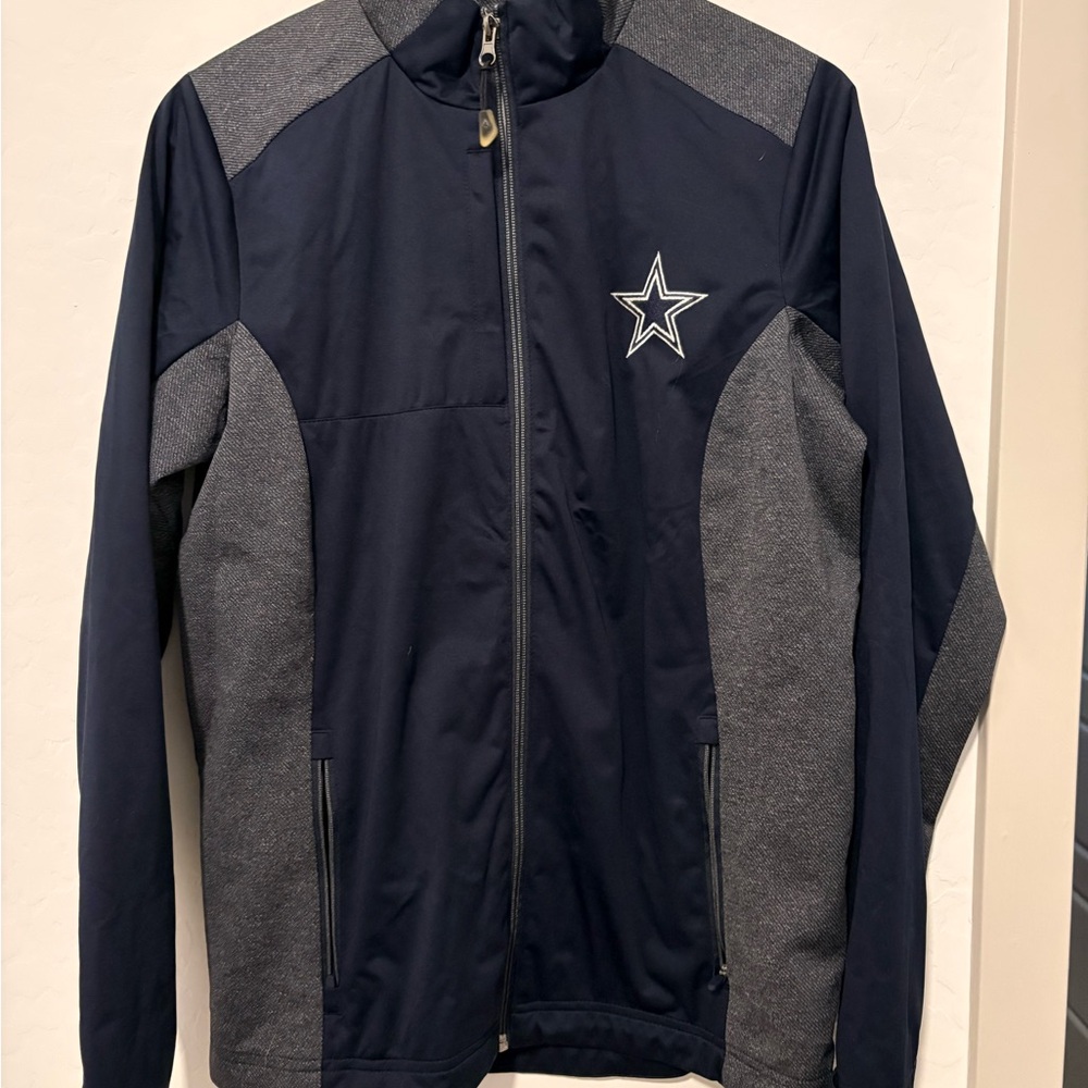 Antigua Navy and Gray Bomber Jacket with Star Logo